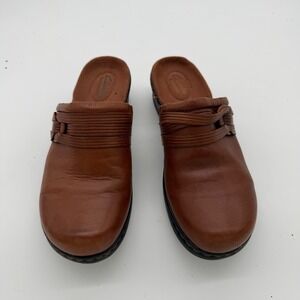 Clarks Bendables Brown Leather Mule Clogs Strappy Slip On Shoes 67373 Womens 8M